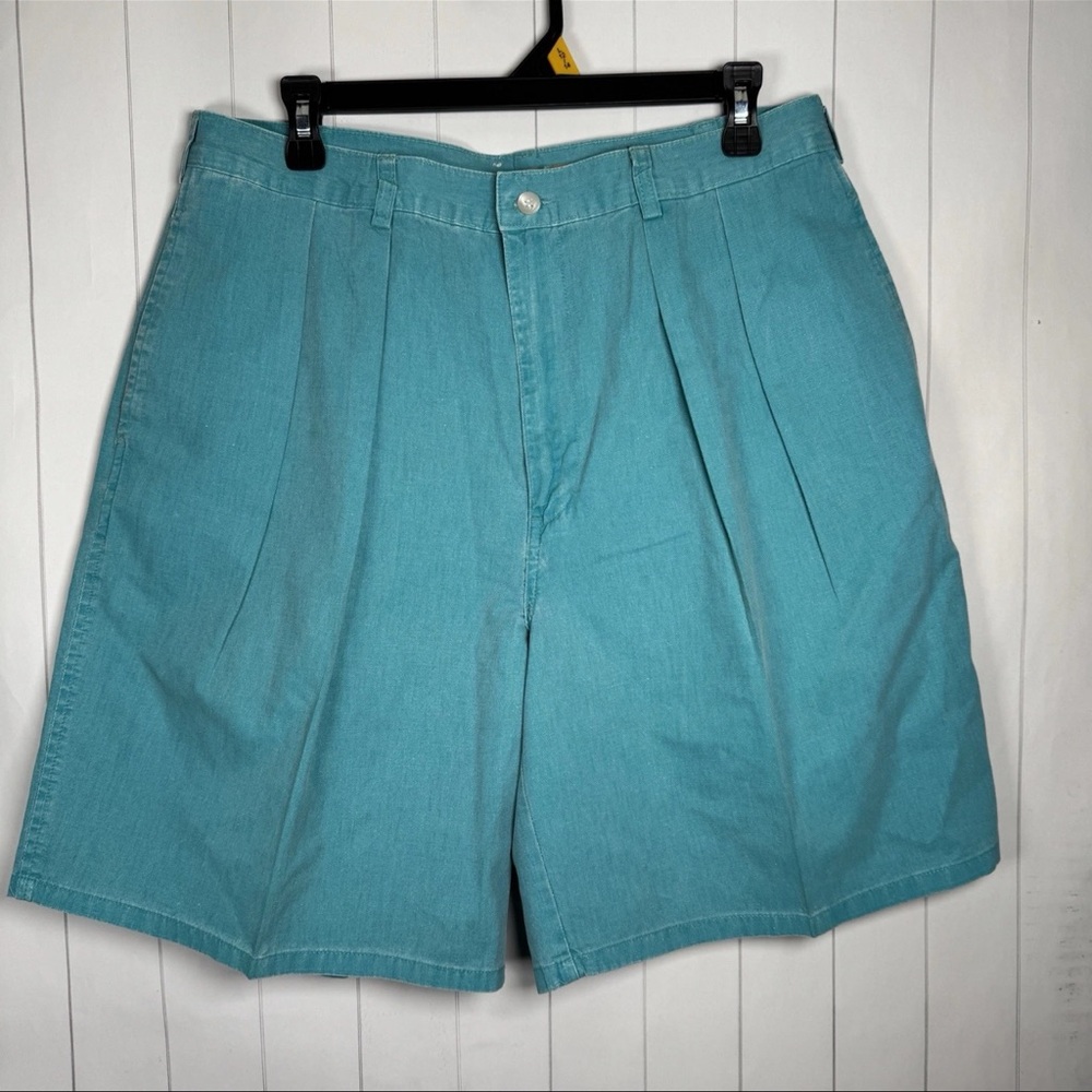 VTG Ruff Hewn 100% Cotton Bold Blue Pleated Shorts Preppy Nautical Summer Men 33